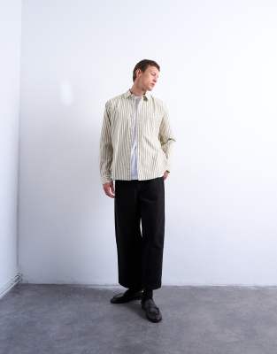 Topman Relaxed Fit Stripe Shirt In White