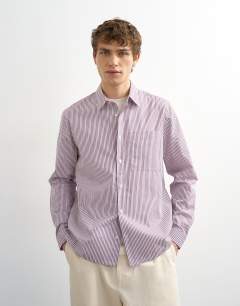 Relaxed fit stripe shirt in purple