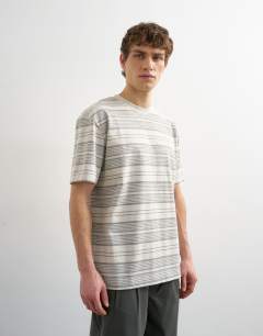 Relaxed fit stripe t-shirt in grey