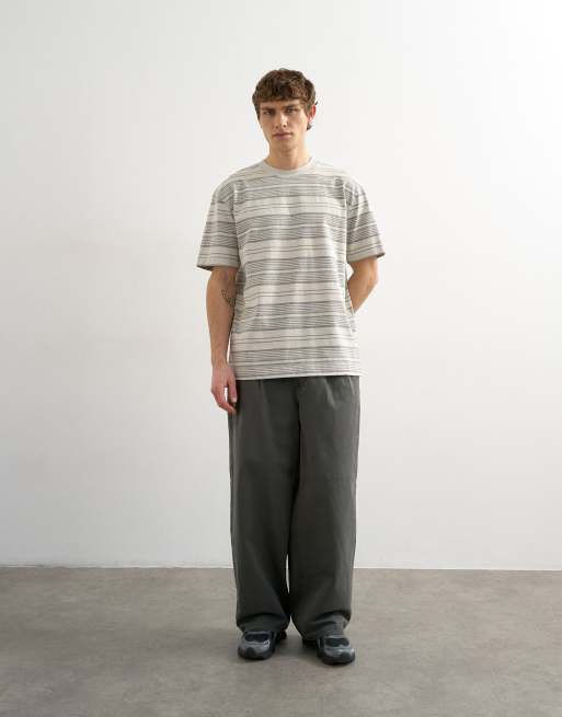 Topman relaxed fit striped T-shirt in gray, 2 of 5