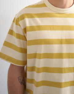 Model wearing Relaxed fit striped t-shirt in yellow