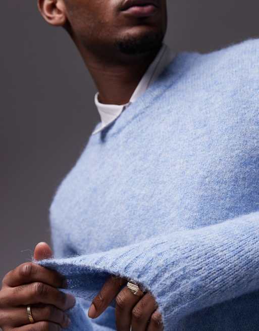 Topman relaxed fit sweater in light blue ASOS