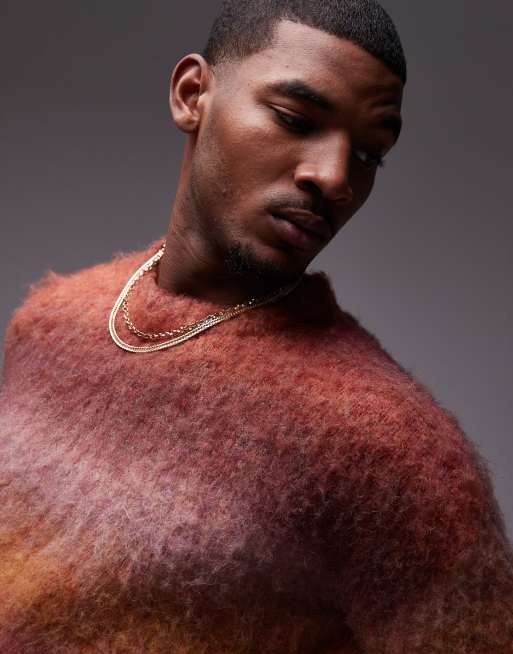 Topman relaxed fit sweater in pink ombre, 3 of 4