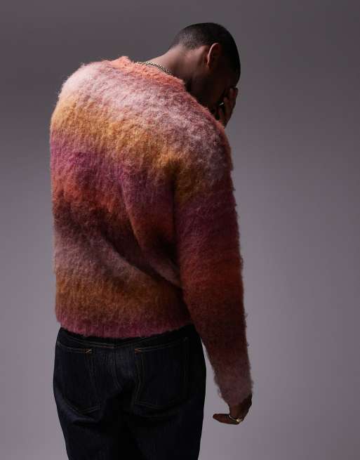Topman relaxed fit sweater in pink ombre, 4 of 4