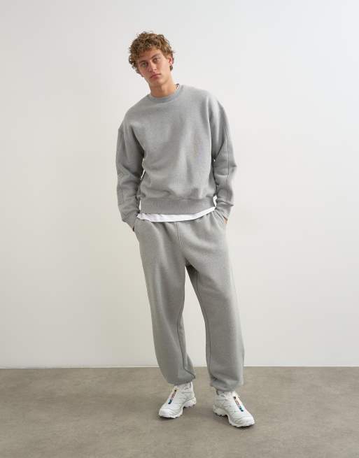 Topman Relaxed-Fit-Sweatshirt aus schwerem Stoff in grau meliert, 2 von 5