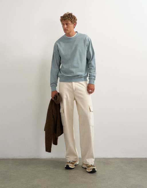 Topman relaxed-fit sweatshirt in gewassen blauw, 3 van 5