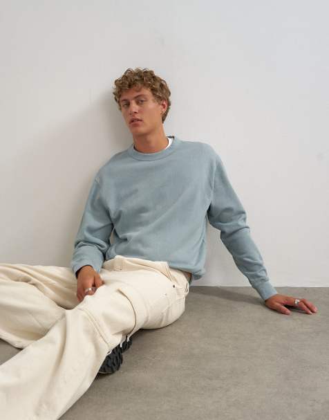 Topman relaxed fit sweatshirt in washed blue - view 1