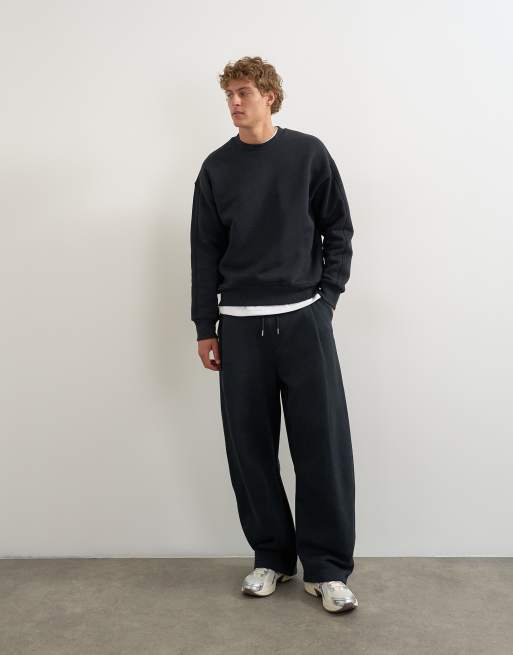 Topman relaxed-fit sweatshirt van zware stof in zwart, 2 van 5