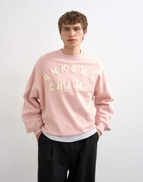 Topman relaxed fit sweatshirt with chenille embroidery in washed pink - view 1