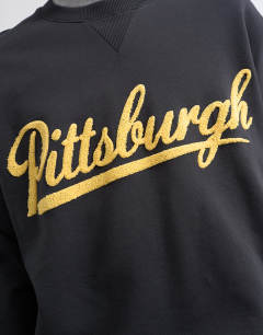 Model wearing Relaxed fit sweatshirt with chenille Pittsburgh in black