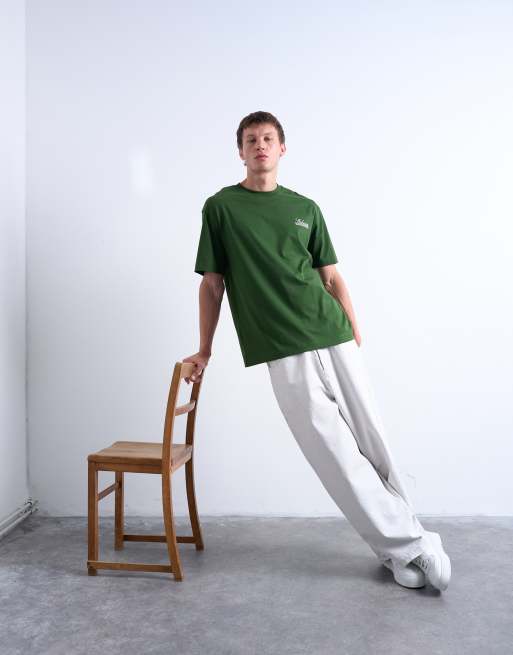 Topman – Relaxed-Fit-T-Shirt in Dunkelgrün mit „Shibuya"-Print, 2 von 5