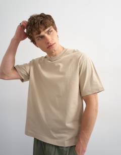 Model wearing Relaxed fit t-shirt in stone