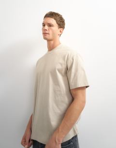 Model wearing Relaxed fit t-shirt in stone