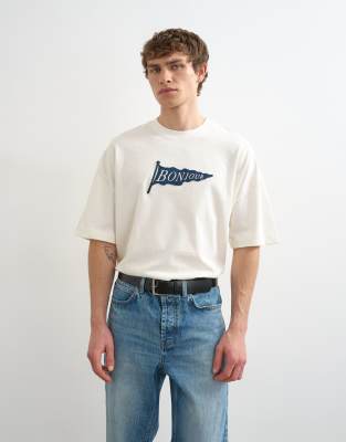 Topman Relaxed Fit T-shirt With Bonjour Flag Patch In Multi