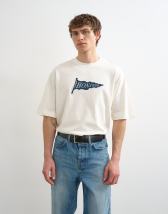 Topman relaxed fit t-shirt with Bonjour Flag patch in ecru
