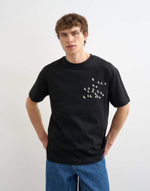 Topman relaxed fit t-shirt with front and back bird print in black, 2 of 5
