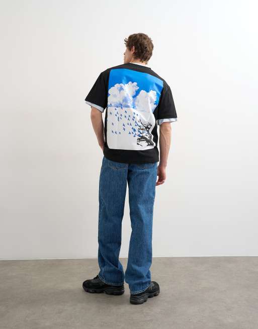 Topman relaxed fit t-shirt with front and back bird print in black, 3 of 5