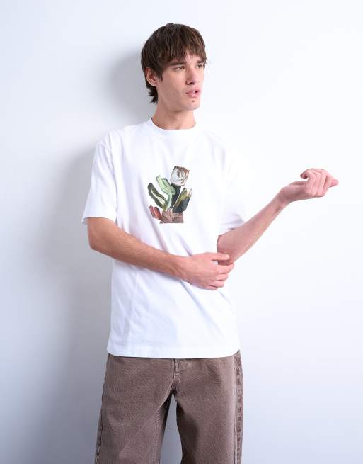 Topman relaxed fit t-shirt with front and back collage floral prints in white, 4 of 5