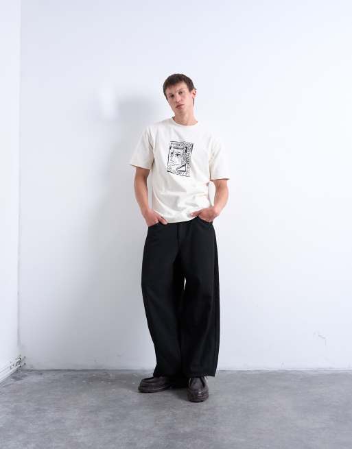 Topman relaxed fit t-shirt with front and back Mother's Keeper print in ecru, 2 of 5