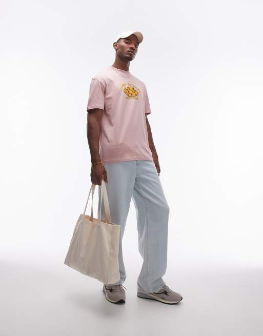 Topman relaxed fit t-shirt with fruit print in washed pink, 4 of 4