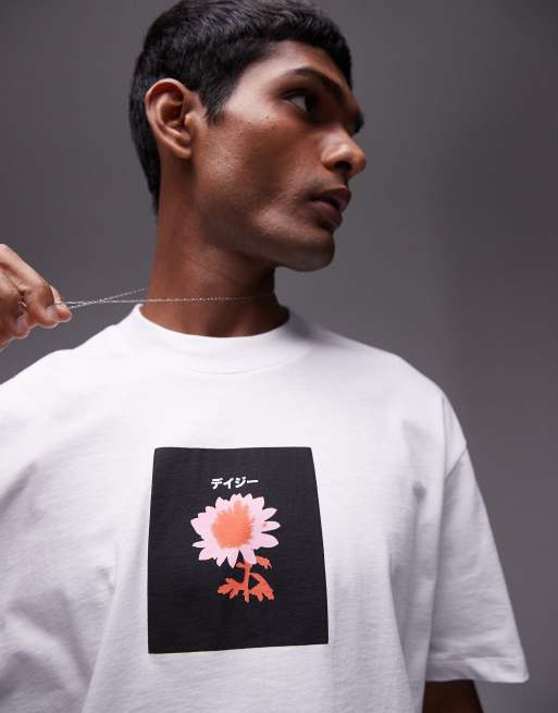 Topman relaxed fit t-shirt with Japanese floral print in white, 4 of 4