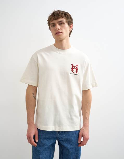 Topman relaxed fit t-shirt with Manhattan embroidery in ecru - view 1
