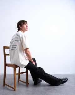 Relaxed fit t-shirt with Mid West League embroidery in ecru