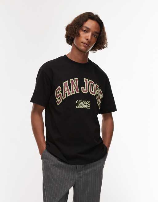 Topman relaxed fit t-shirt with San Jose print in black, 3 of 4