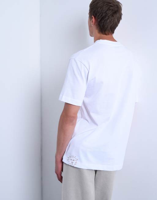 Topman relaxed fit t-shirt with sun doodle print and embroidery in white, 5 of 5