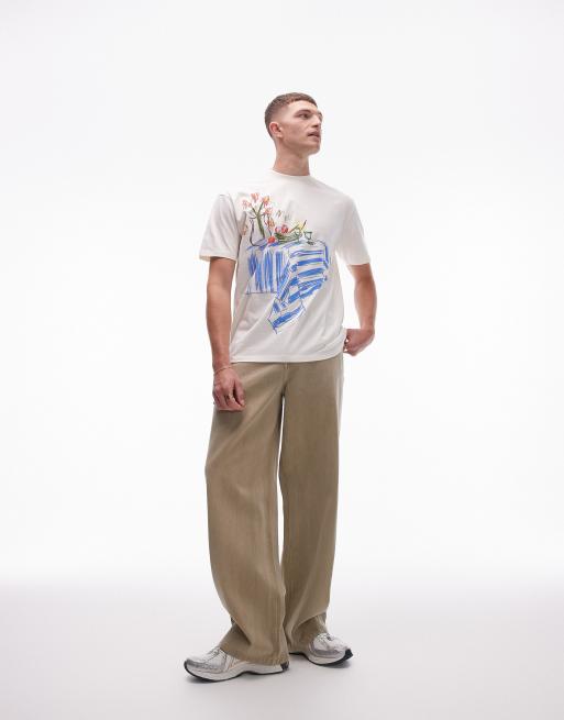 Topman relaxed fit t-shirt with table scene drawing print in ecru, 2 of 4