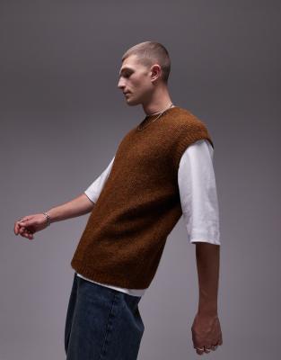 Topman Relaxed Fit Tank Top In Brown