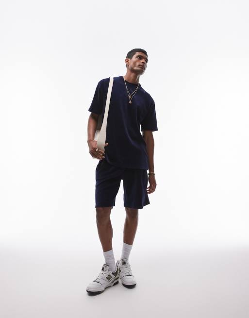 Topman relaxed fit velvet corduroy t-shirt in navy, 2 of 4
