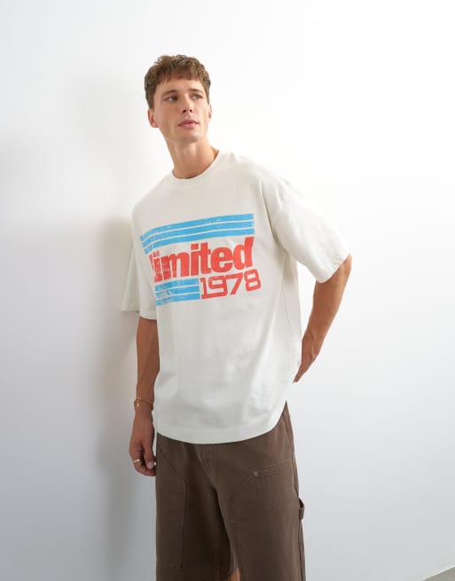 Topman relaxed fit vintage limited print t-shirt in ecru, 5 of 5