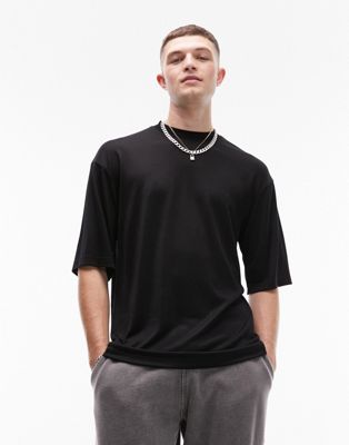 Topman relaxed fit viscose t-shirt in black