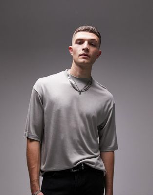Topman relaxed fit viscose t-shirt in grey
