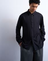 Topman relaxed fit viscose twill shirt in black
