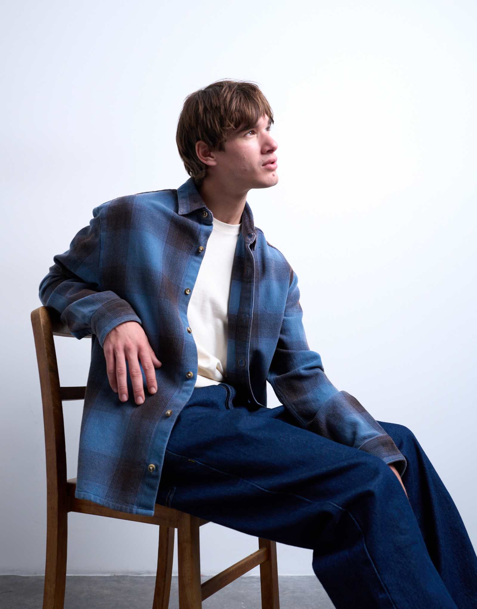 Застиранная клетчатая рубашка Topman свободного покроя синего цвета