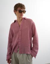 Topman relaxed fit woven mesh shirt in washed pink