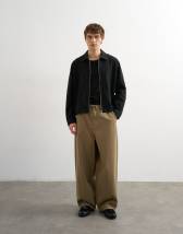 Topman relaxed herringbone trouser in khaki