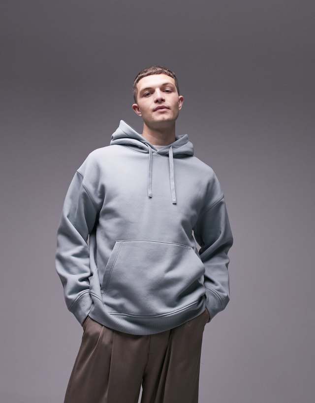 Topman - relaxed hoodie in sage - mgreen