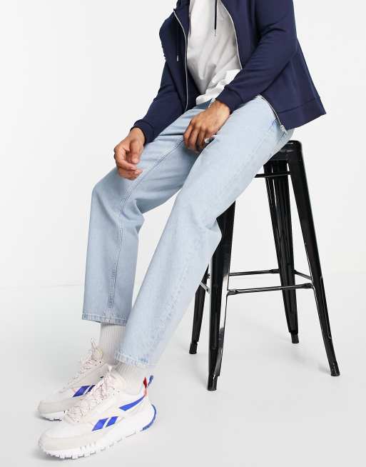 Topman relaxed jeans in bleach wash