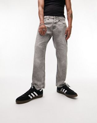 Topman relaxed jeans in dark washed grey tint  - ASOS Price Checker