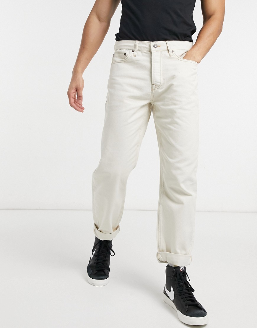 Topman relaxed jeans in ecru-White