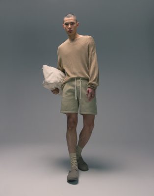 Topman Relaxed Long Sleeve Knit Sweater In Camel-neutral