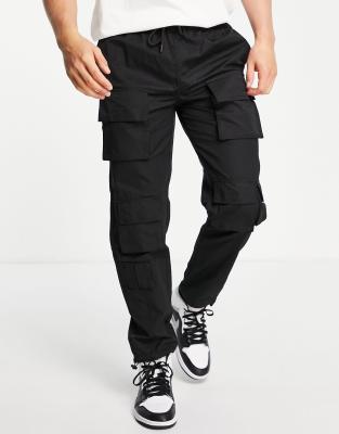 black multi pocket cargo pants