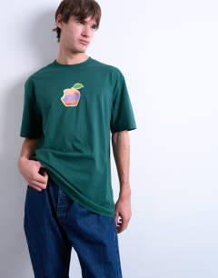 Relaxed NYC apple print t-shirt in dark green 