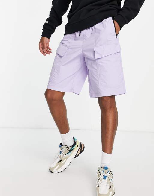 Topman relaxed nylon zip pocket cargo shorts in purple | ASOS