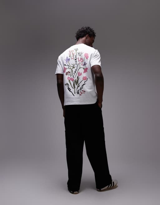 Topman relaxed printed floral t-shirt in ecru, 4 of 4