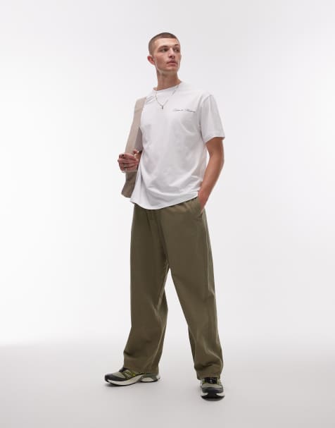 Topman relaxed ripstop pants in khaki - view 1