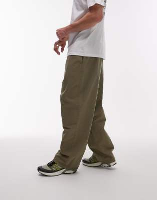 Topman Relaxed Ripstop Pants In Green